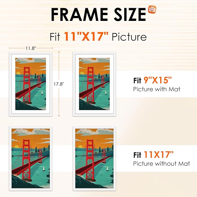 FIXSMITH 11x17 Picture Frame White Set of 2, Photo Frame - Image 2