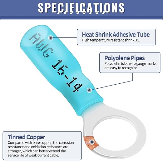 1080PCS Heat Shrink Wire Connectors, Sopoby Marine Grade Electrical Connectors Kit of Tinned Red Copper, Waterproof Crimp Insulated Ring Fork Spade Butt Splice AWG 22-10