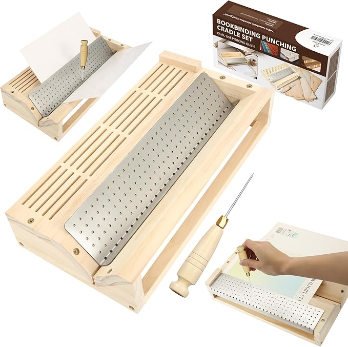 Bookbinding Punching Cradle Set, Includes Dual-Use Piercing Guide, by NewEle