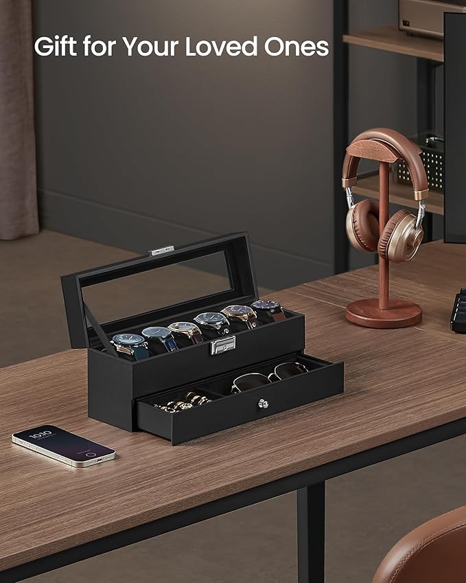 SONGMICS Watch Box, 6-Slot Watch Case Organizer - Image 2