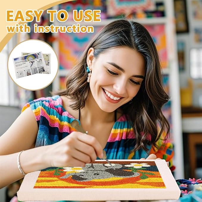 DOODLREAM Cartoon Elephant DIY Punch Needle Embroidery Kit - Image 3