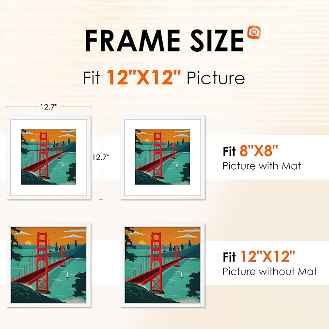 FIXSMITH 12x12 Picture Frame White Set of 2, Photo Frame - Image 2
