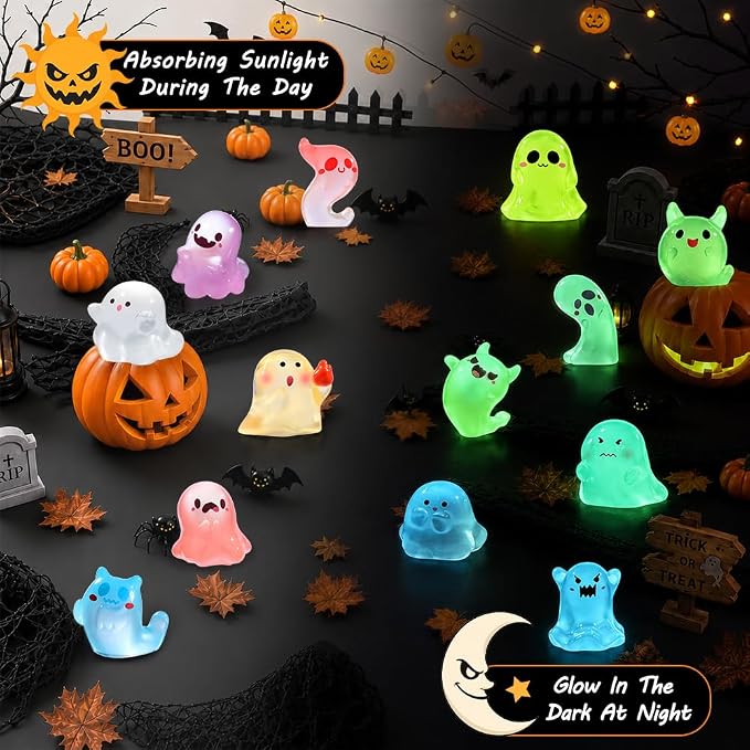 DIYDEC 65pcs Halloween Luminous Miniature Ghosts, Mini Resin Ghosts Figures to - Image 5