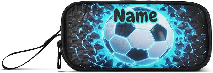 Custom 3d Soccer Football Blue Pencil Case Box Boys Girls Personalized Name - Image 6