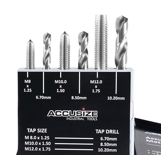 Accusize Industrial Tools Metric 18 Pc H.S.S. Tap and Drill Set, 0001-0052