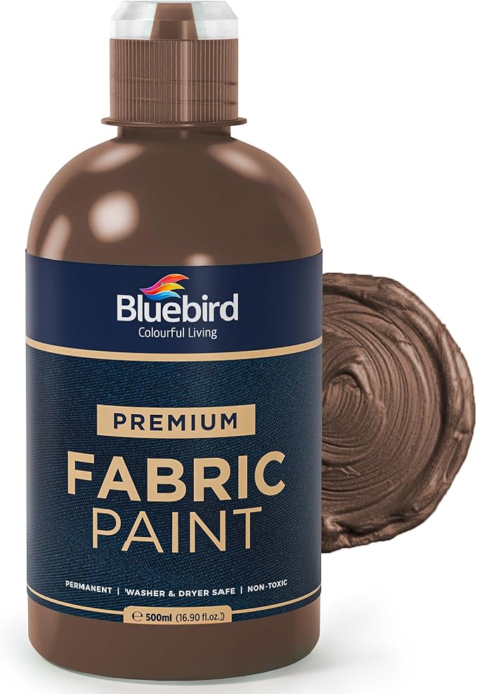 BLUEBIRD Fabric Paint, Vandyke Brown, 16.9 Fl Oz, Permanent Fabric Paints by BluebirdArts