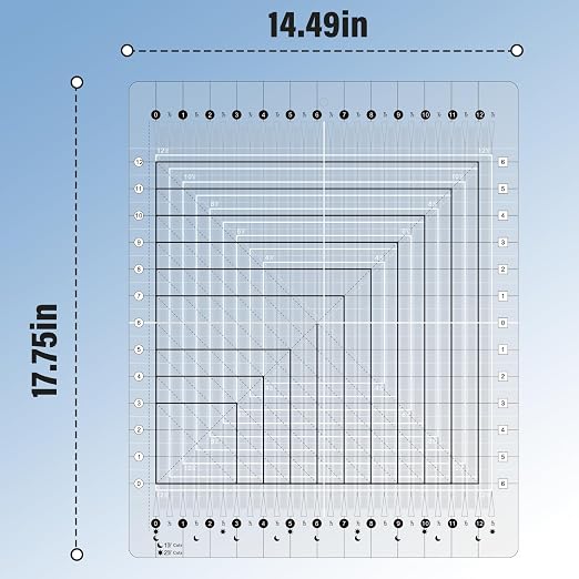 Quilting Ruler, 14.5 * 17.75", Slotted Patchwork Ruler & Template, Non-Slip - Image 7