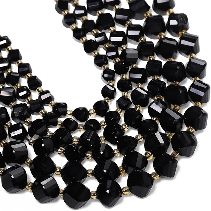 42pcs Natural Black Tourmaline Stone Beads by Yochus