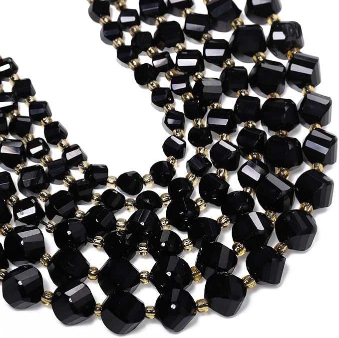 34pcs Natural Black Tourmaline Stone Beads by Yochus