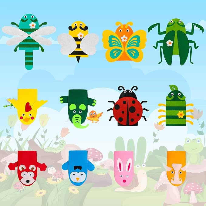 WATINC 12Pcs Hand Puppet Making Kit, Art Craft Felt Sock Puppet Toys, Creative - Image 4