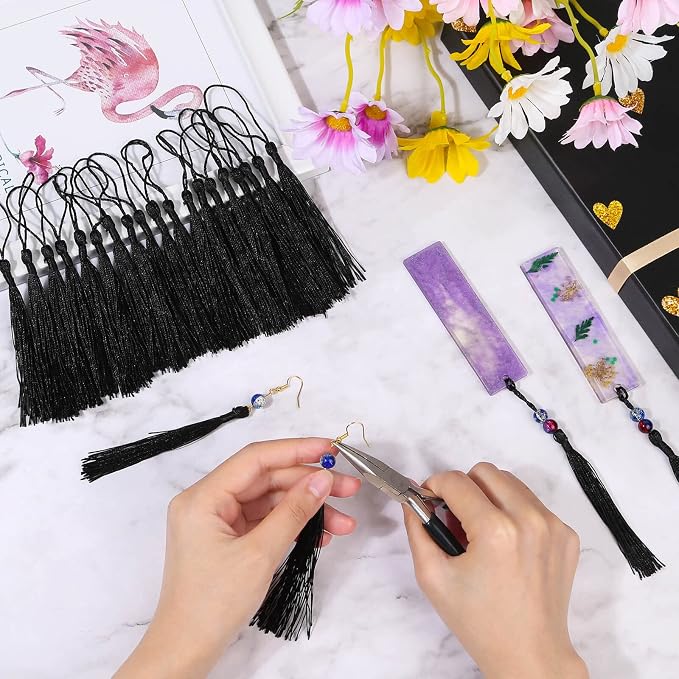 Bookmark Tassels Bulk, Cridoz 50Pcs Small Tassels Silky Handmade Soft Craft - Image 7