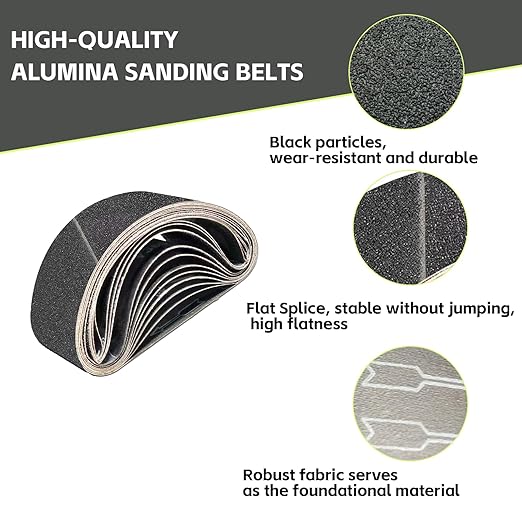12 Pack 3 x 21 Inch Sanding Belts,Belt Sander Sanding Belts, Belt Sander Paper (3 Each of 60 100 180 240 Grits), Aluminum Oxide for Woodworking Polishing (Size A)