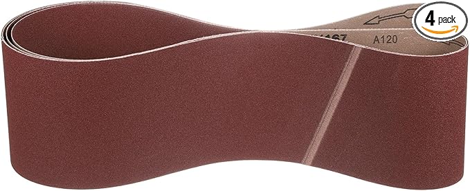 6 x 89 Inch Sanding Belt, 4 Pcs 120 Grit Knife Sharpener Belts Work Sharpening for Belt Sander Knife Carving Tool Metal Working
