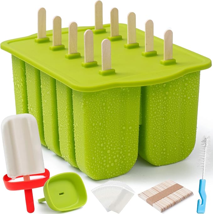 10 Cavity Large Silicone Popsicle Molds by MEETRUE