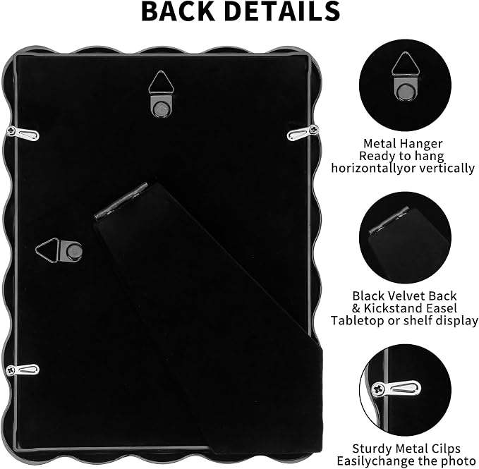 4x6'' Black Heavy Duty Photo Frame, Unique Wave Design High-End Zinc Alloy - Image 6