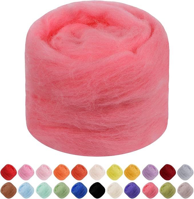 JeogYong Needle Felting Wool, 1.76oz Wool Roving Chunky Wool Yarn, Watermelon by JeogYong