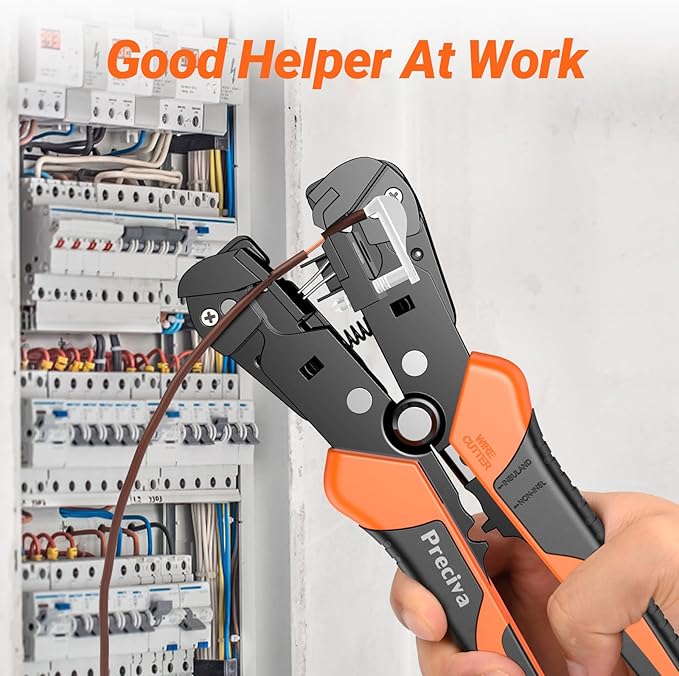 Preciva Professional Self-Adjusting Wire Stripper, 3 in 1 Stripper/Cutter/Crimper Tool for AWG 24-10, Heavy Duty Automatic Wire Stripping Pliers