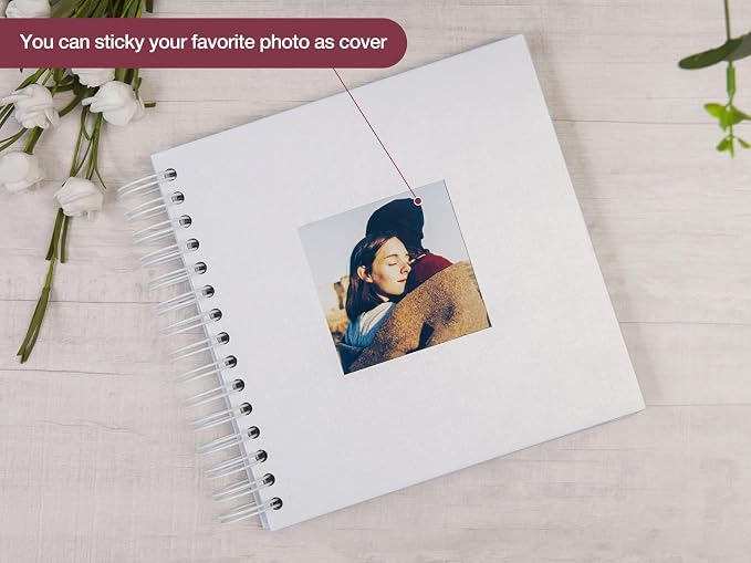 potricher 8 x 8 Inch DIY Scrapbook Photo Album 80 Pages Thick Kraft Blank White - Image 2