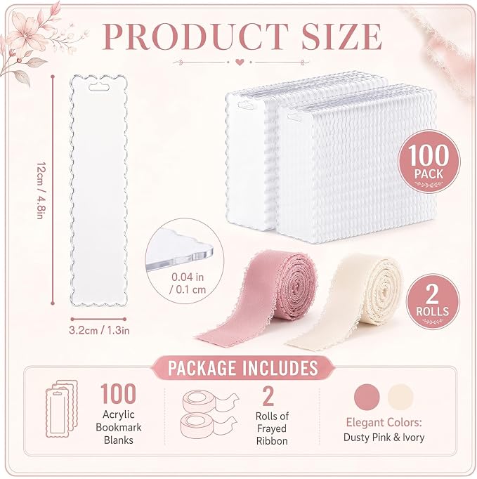 Yeaqee 100 Pcs Acrylic Bookmark Blanks Clear Bookmarks Acrylic Tags - Image 2