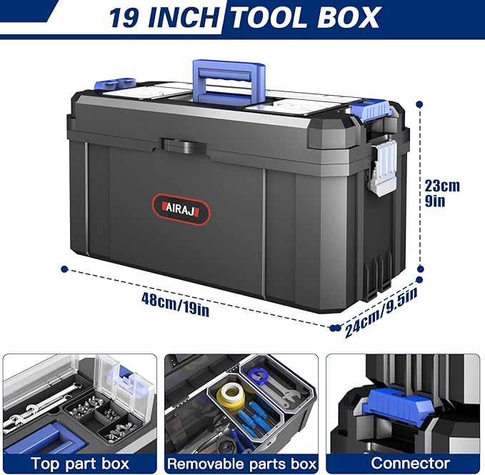 3 IN 1 Rolling Tool Box With Wheels,Stackable Tool Box,Modular Tools Storage Organizer,Top Small Parts Organizer Design,With Removable Small Parts Box,for Home,Repair,Garage Storage,17 IN+19 IN+21 IN