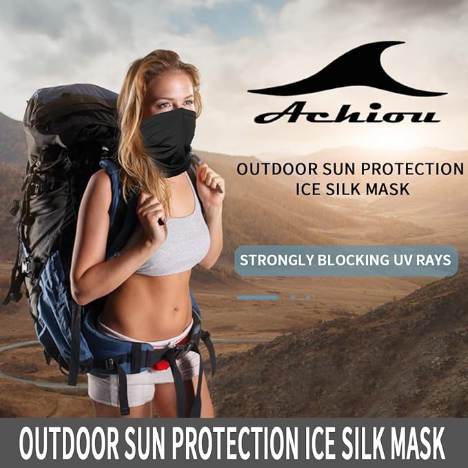 Achiou Cooling Neck Gaiter Face Cover Scarf, UV Protection Mask for Men and Women,Soft Windproof, Hiking Cycling Running