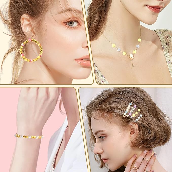 Augshy 700Pcs Star Spacer Beads - 6mm Silver & Gold - Image 5