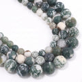48pcs Natural Matte Tree Agate Gemstone Beads，8mm Frosted Round Loose Stone by Yochus