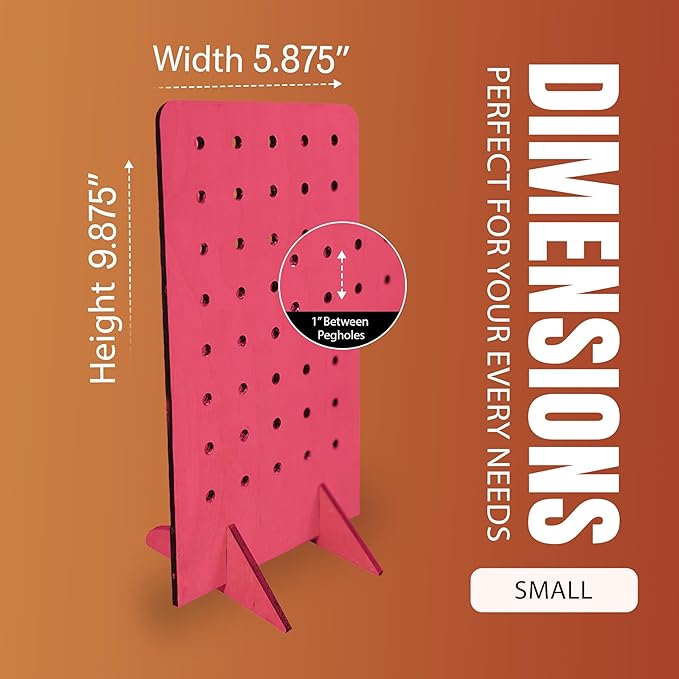 Torched Pegboard Display Stand for Jewelry, Craft Shows, Selling, Vendor Events, Tools, Peg Board Accessories Rack Organizer, Small 5.88" L x 4.3" W x 9.88" H, Pink