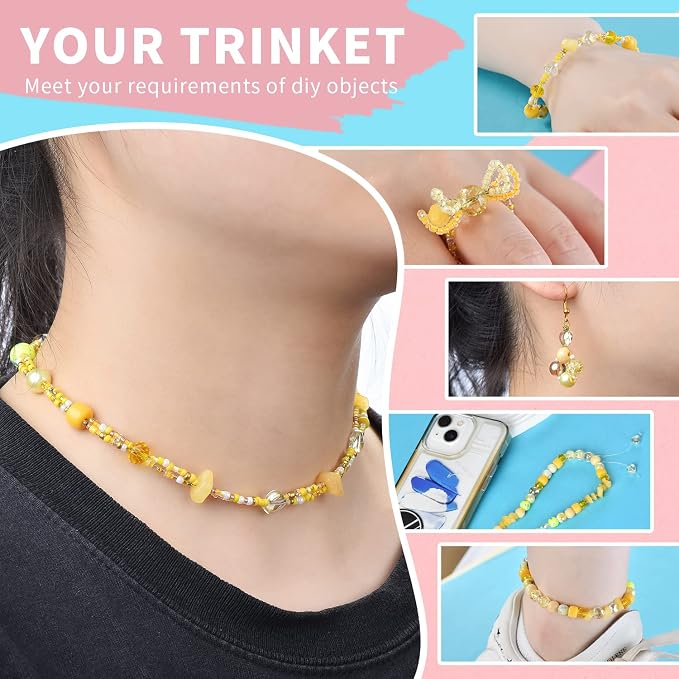 Rired 27 Yellow Glass Beads for Bracelet kit, Earring and Phone Chain - Image 6