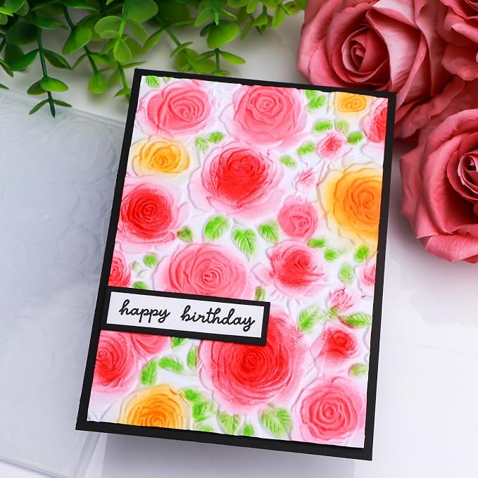 3D Embossing Folder for Card Making Texture Fades Rose Flower Background - Image 6