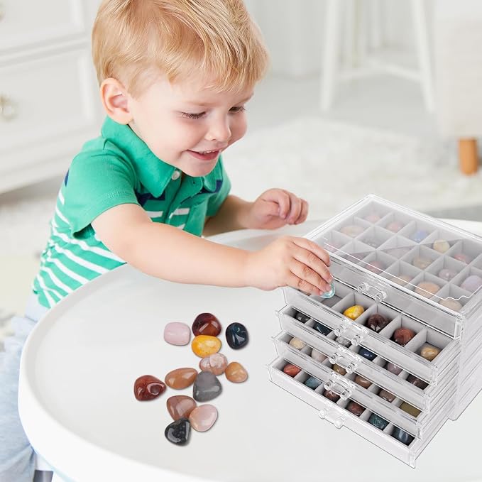 Rock Display Case, Rock Collection Box, 90 Grid Rock Collection Display Case - Image 5