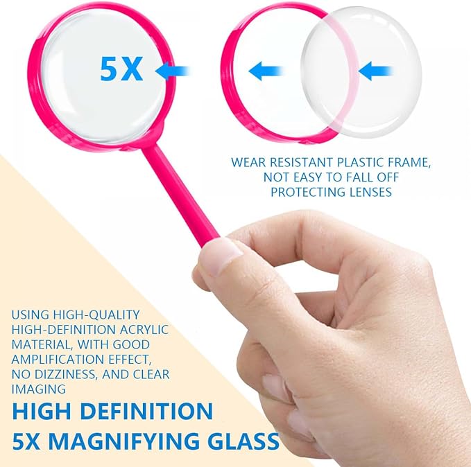 SenseYo 60 PCS Magnifying Glass 5X Mini Kids Magnifying Glass - Image 3