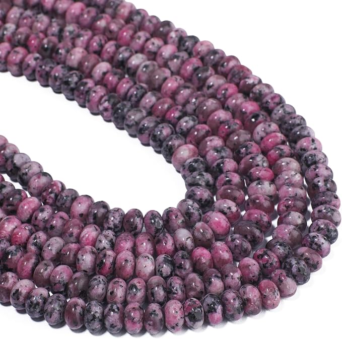 Songxi 5x8mm Natural Red Sesame Jasper Stone Rondelle Beads, Gemstone - Image 7