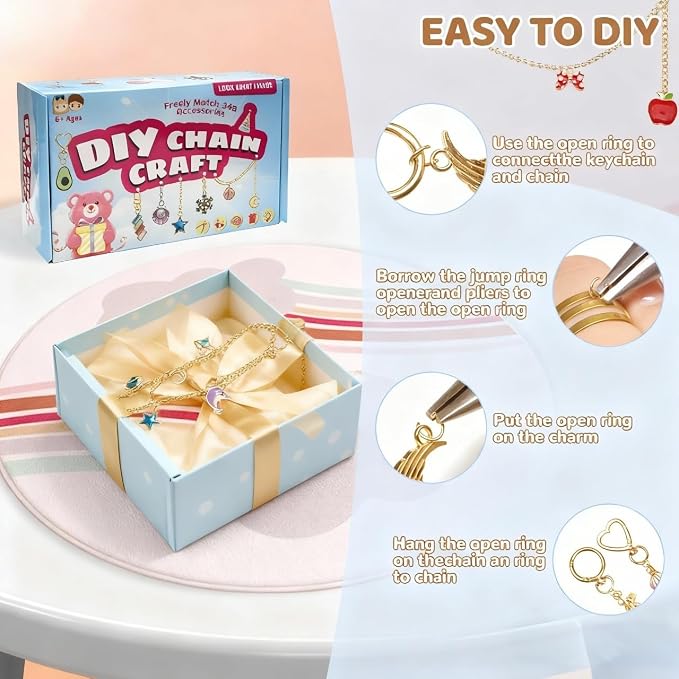 348Pcs Charms Lip Gloss Keychain Making Kit, DIY Craft - Image 8