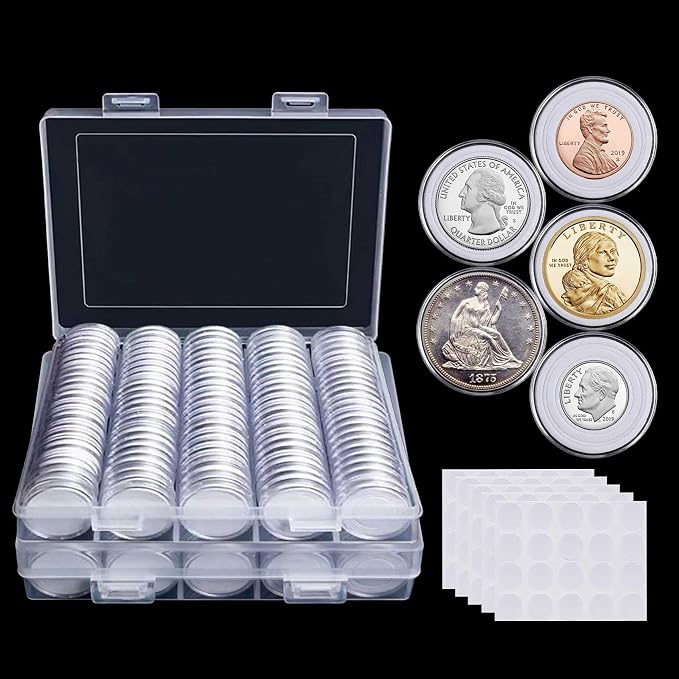 200 Pieces 30mm Coin Capsules Coin Holders by Suremita