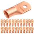 SELTERM 25pcs 4/0 AWG 5/16" Stud Battery Lugs, Ring Terminals, Heavy Duty Copper Wire Lugs, Battery Cable Ends, 0000 Gauge Ring Terminal Connectors,UL Bare Copper Eyelets Electrical Battery Cable Lugs