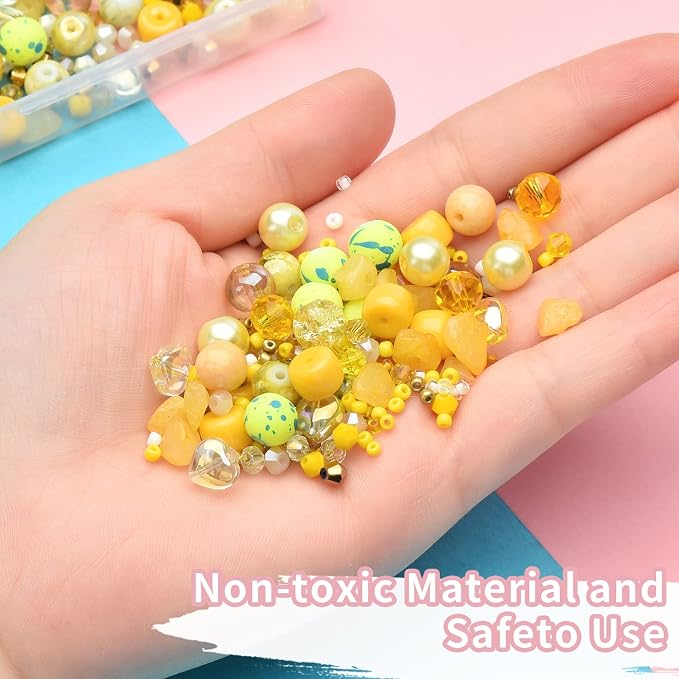 Rired 27 Yellow Glass Beads for Bracelet kit, Earring and Phone Chain - Image 5