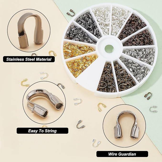 PH PandaHall 540pcs 6 Colors Brass Wire Guardian, Wire Guard Thread Protector - Image 5