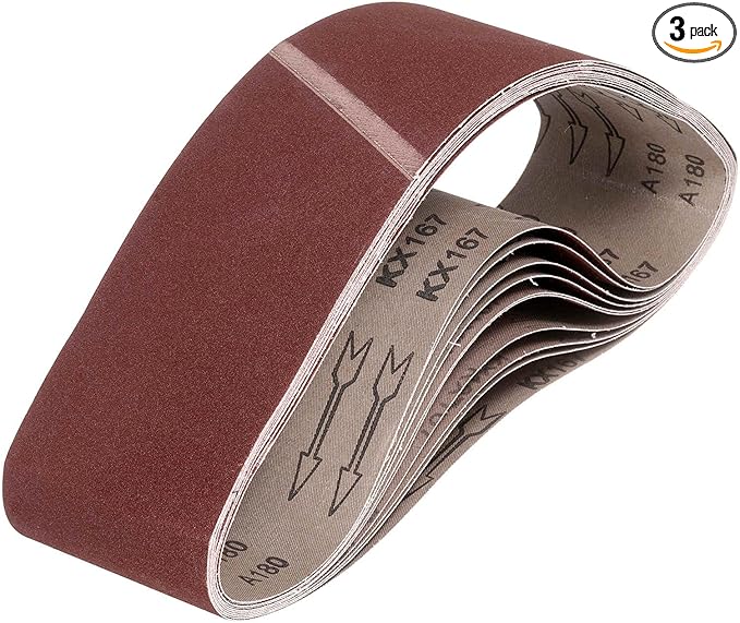 HARFINGTON 4 x 36 Inch Sanding Belts, 3 Pcs 180 Grits Aluminum Oxide Abrasive Belt Sander File Belt for Woodworking, Metal Polishing, Knife Sharpener