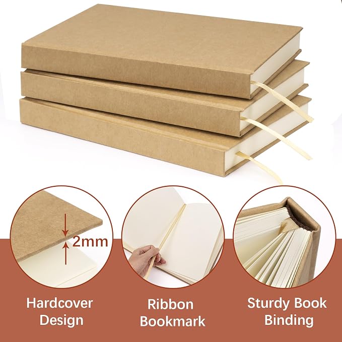 Dynta Hardcover Sketchbook Blank Notebook Bulk 6 Packs Unlined A5 Size - Image 3