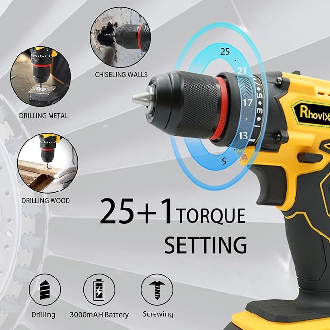 Cordless Drill Set with Battery and Charger, Power Drill Tool Set 20v, 3/8-Inch Keyless Chuck, Variable Speed