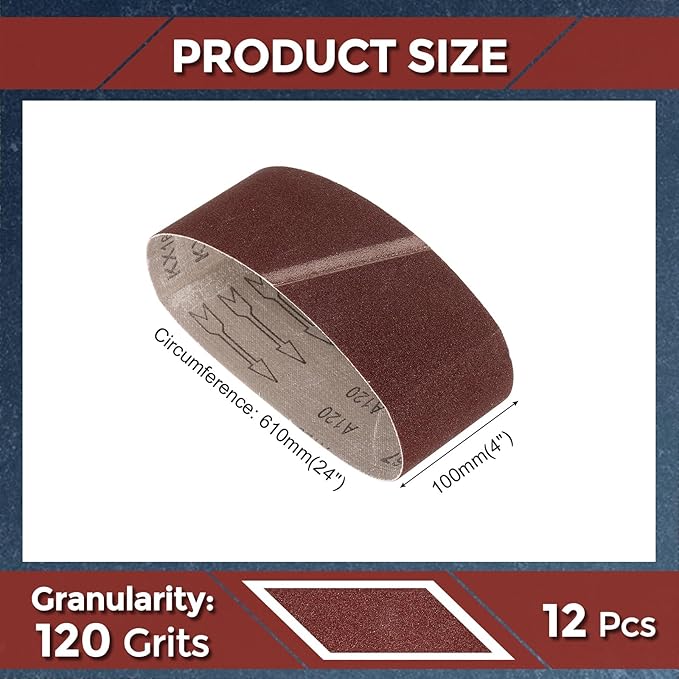 24 Pcs Sanding Belts 4 x 24 Inch 120 Grit Aluminum Oxide Abrasive Sandpaper for Belt Sander Metal Grinding Wood Working Weld Rust Removal