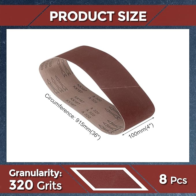 8 Pcs Sanding Belts 4 x 36 Inch 320 Grit Aluminum Oxide Abrasive Sandpaper for Belt Sander Metal Grinding Wood Working Weld Rust Removal