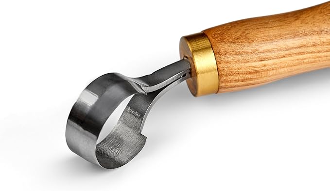 Scorp Knife | Round Carving Tool for Spoons, Bowls, and Cups | Spoon Bowl Carving Tools | for Beginners | Oak Wood Handle with Carbon Steel Blade (Angled Full Scorp)