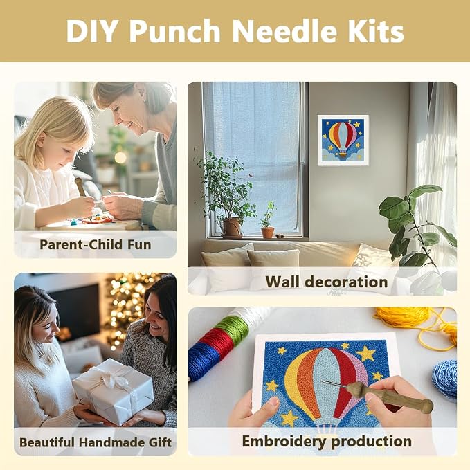 DOODLREAM Hot Air Balloon DIY Punch Needle Embroidery Kit - Image 4