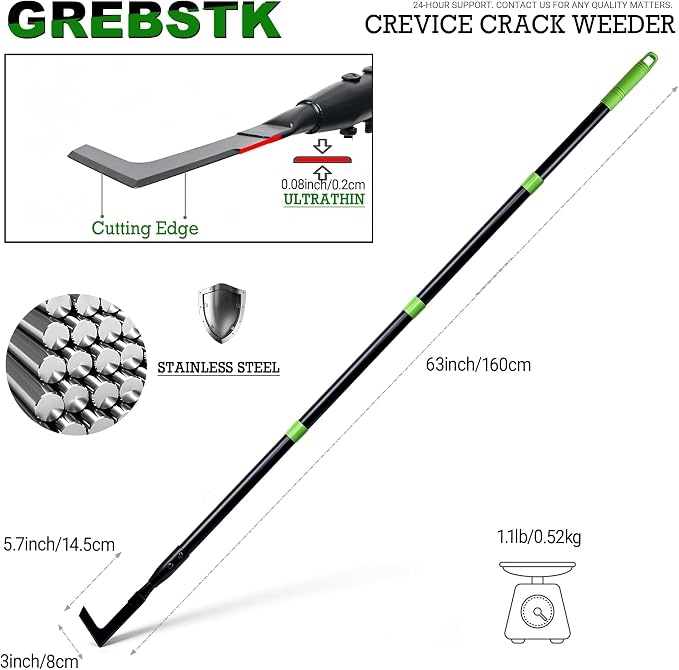 GREBSTK Crack Weeder Crevice Weeding Stainless Steel Tool Adjustable, 63 in | - Image 2