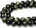 MJDCB 5A Natural Stone Beads Gold Obsidian Round Loose Beads by MJDCB