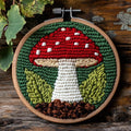 Punch Needle Kits for Beginners Red Mushroom 20x20cm | Easy for Beginners by Unknown