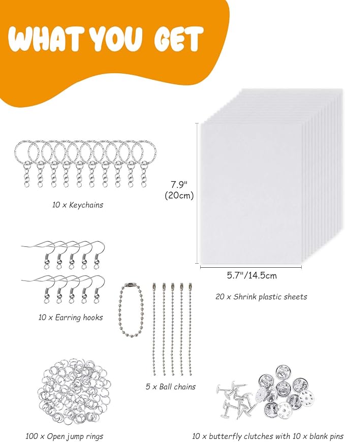 165 PCS Shrink Dink Keychain Kit, Shrink Papers - Image 2