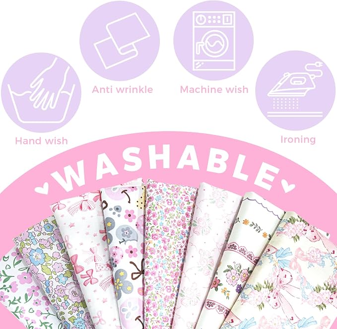 Aubliss 8pcs Fat Quarter Fabric Bundles Quilting Cotton Craft Fabric Pre-Cut - Image 4